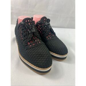 Donald Pliner Women's Sz 9 Napoli Crepe Elastic Tie Wedges Black